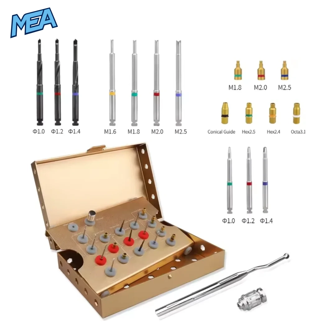 Universal Dental Implant Removal Kit 1 Set Damaged Screw Extractor 1 Dental implant screw removal kit with fractured screw extractor tools