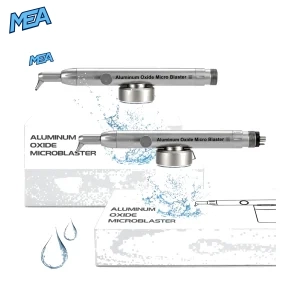 Two dental aluminum oxide micro blasters with water spray, 2-hole and 4-hole options, microetching and sandblasting dentistry tools