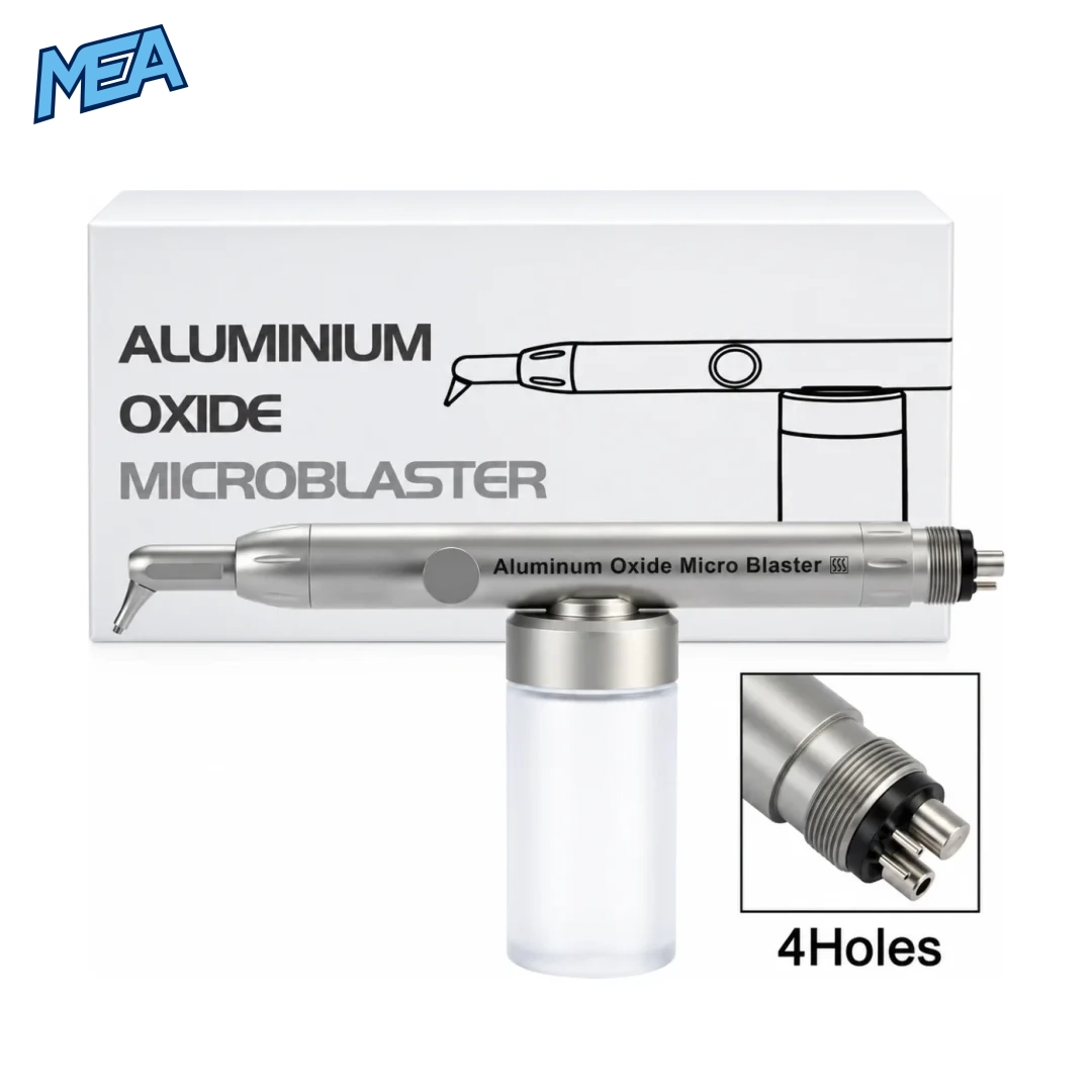 4-hole dental sandblasting alumina gun with water, aluminum oxide microetcher air abrasion polisher with powder bottle and packaging