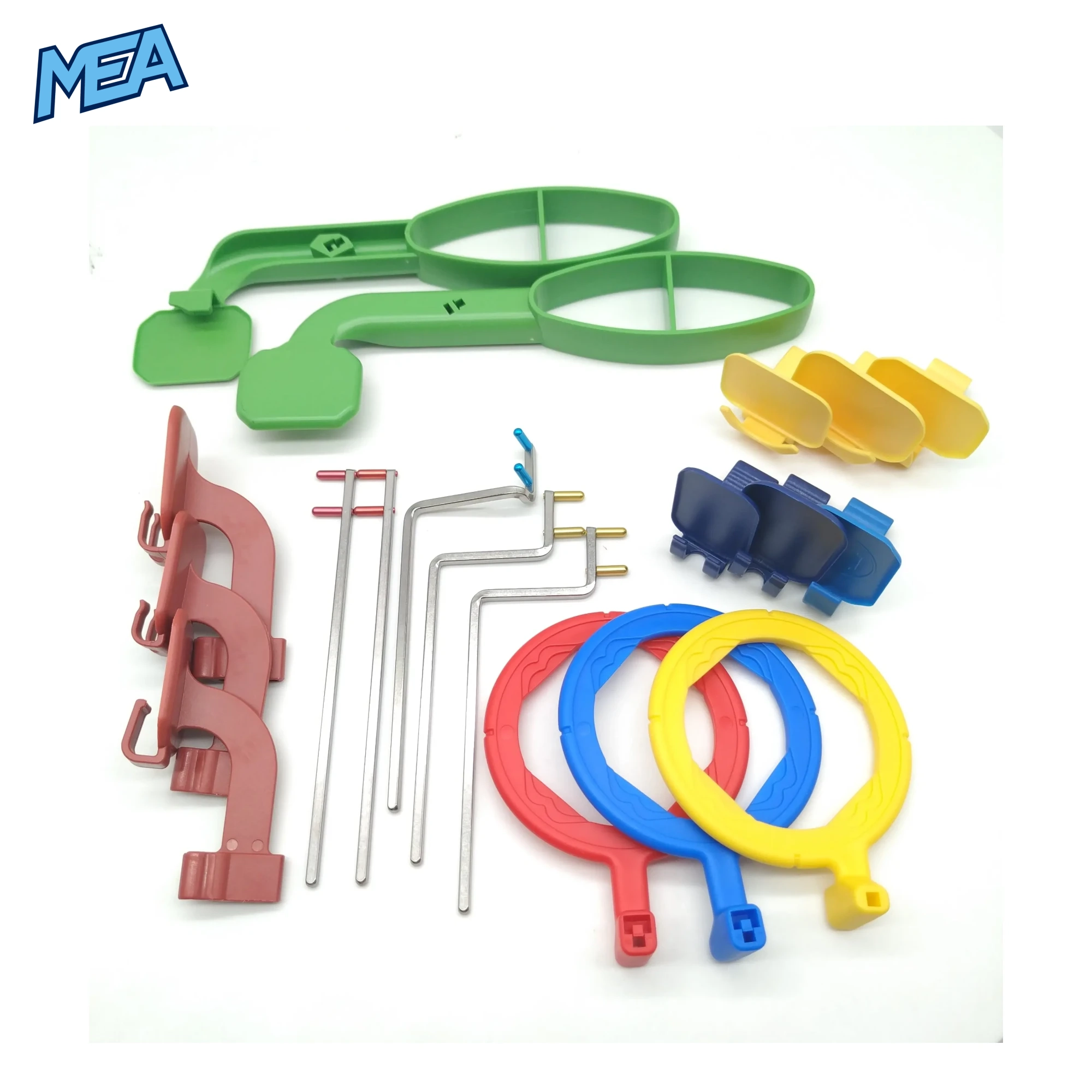 Dental X-Ray Sensor Positioner Kit For Digital RVG Intraoral Sensors (New) 1 Dental X-ray sensor positioner kit with colour-coded aiming rings, indicator arms and bite blocks