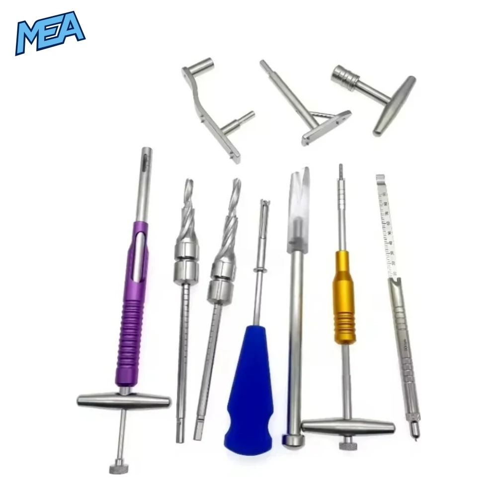 Bone Surgery DHS & DCS Plates Instrument Kit Set Trauma Surgical Locking Plate Orthopedic Instruments 2 Individual DHS DCS veterinary surgical instruments including drill bits, cannulated taps, depth gauge, and angle guides