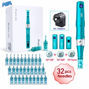 Dr. Pen A6S derma pen kit with 32 needle cartridges: 16-pin, 36-pin and nano