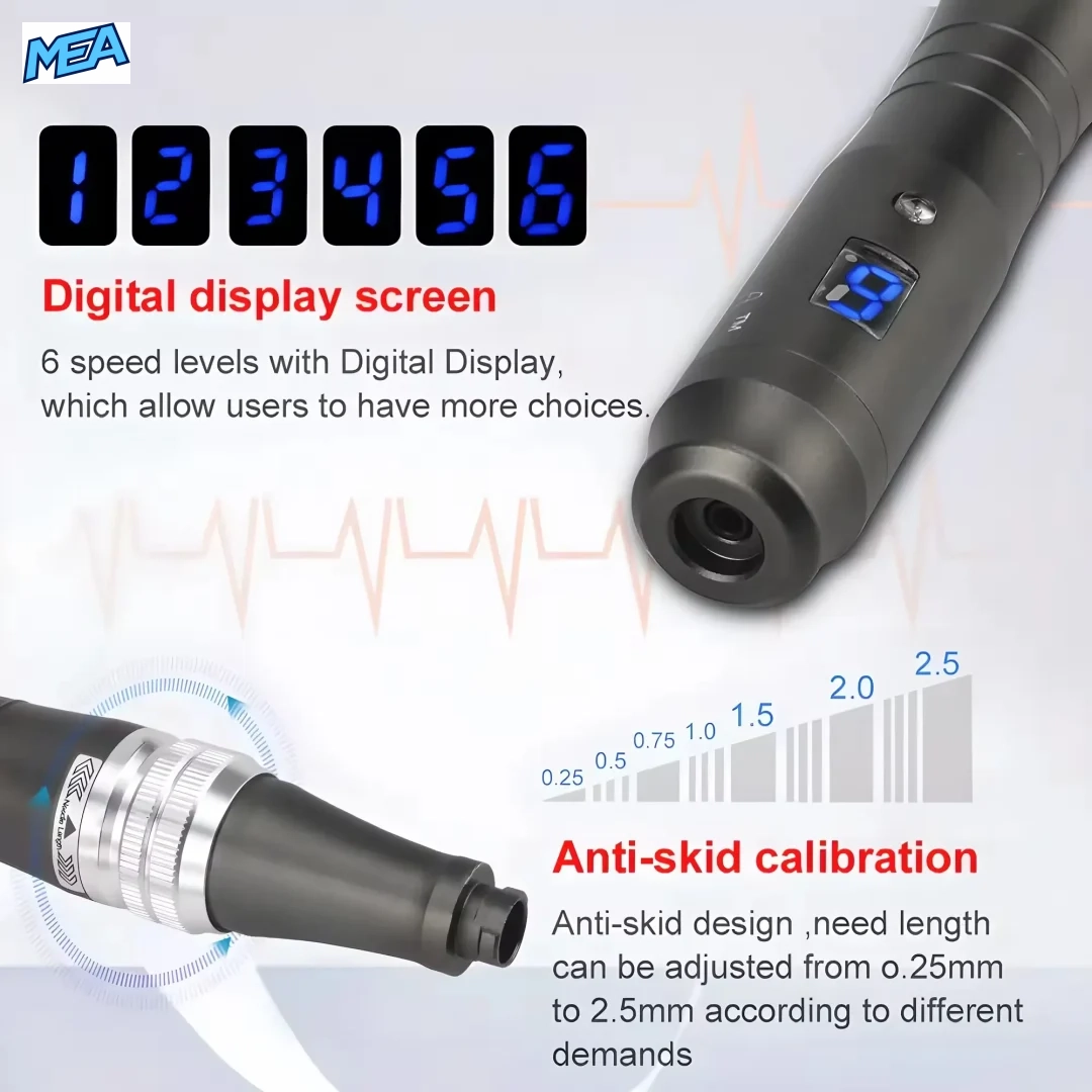 Dr. Pen Ultima M8 Wireless Microneedling Pen With 32 Cartridges (11/16/24/36/42 Pin & Round Nano) New 6 Dr Pen M8 adjustable needle depth 0.25mm to 2.5mm with digital display