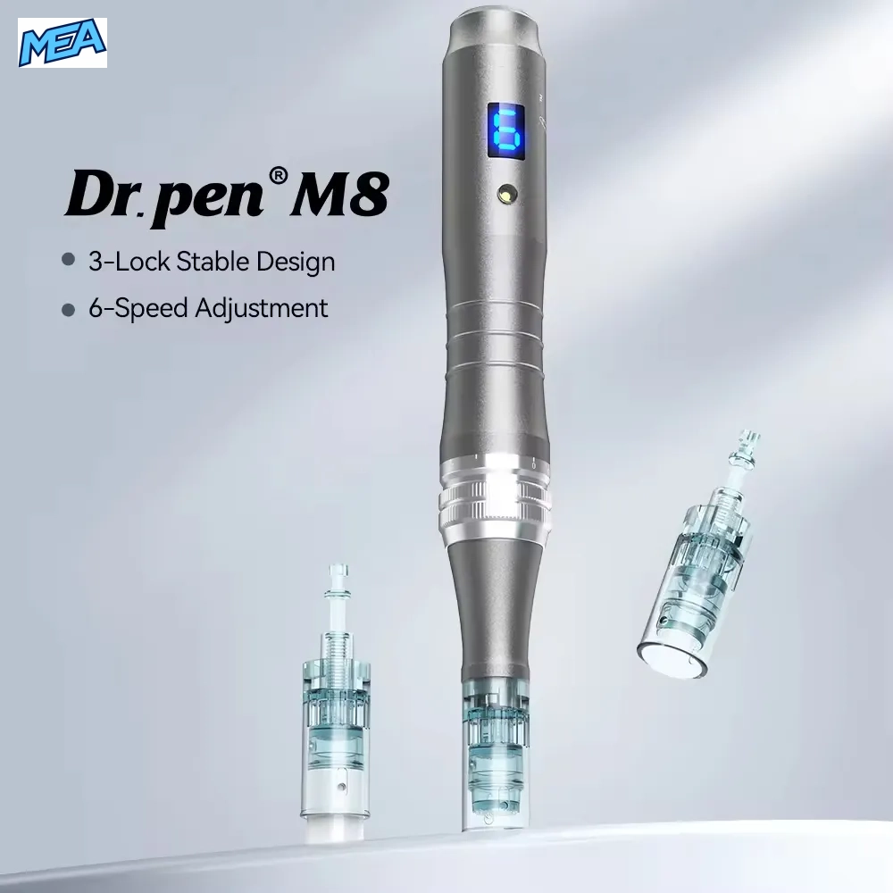 Dr. Pen Ultima M8 Wireless Microneedling Pen With 32 Cartridges (11/16/24/36/42 Pin & Round Nano) New 2 Dr Pen M8 derma pen with 3-lock stable design and 6-speed adjustment