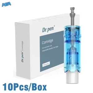 Dr. Pen M9 needle cartridges 10 pack box with blue anti-backflow cartridge