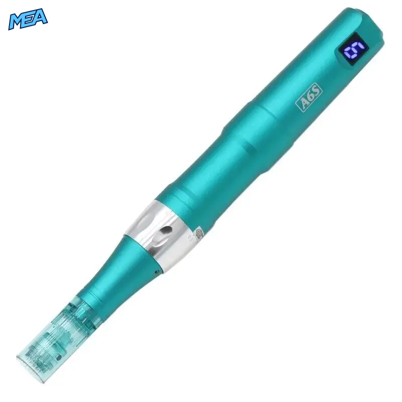 Dr. Pen Ultima A6S Wireless Microneedling Pen With 32 Cartridges 8 Dr. Pen Ultima A6S wireless microneedling pen in matte teal with LED speed display