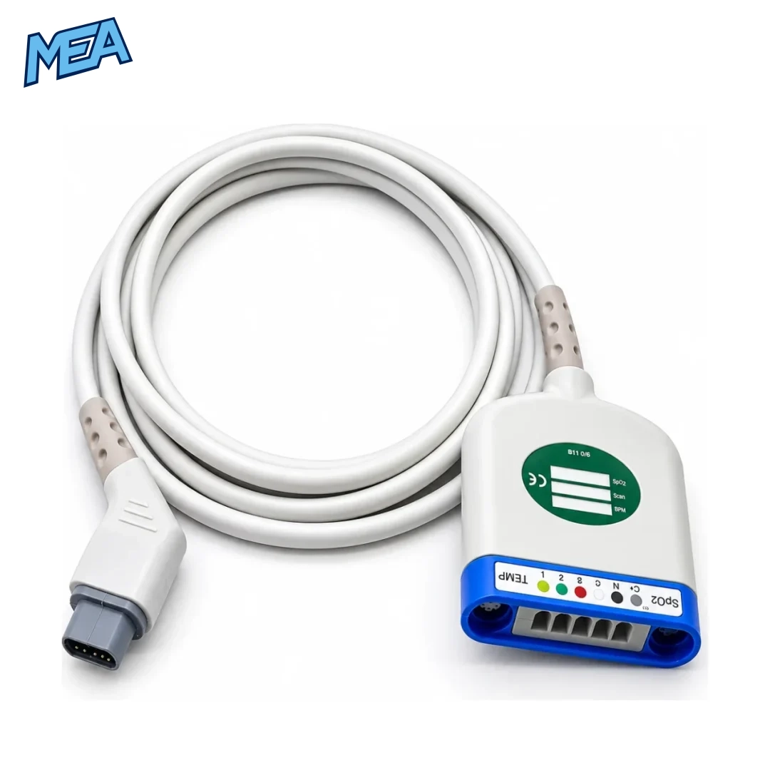 Draeger MultiMed 5 Pod 3368391 5 Lead ECG Trunk Cable For SC 6000 / SC 7000 / SC 9000XL (New) 2 Draeger MultiMed 5 Pod 5950196 ECG cable coiled showing pod and monitor connector