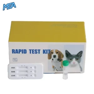 MSLDH38B Ehrlichia Babesia Anaplasma combo rapid test kit box with ANA BAB EHR test cassette and sample vial for dogs and cats