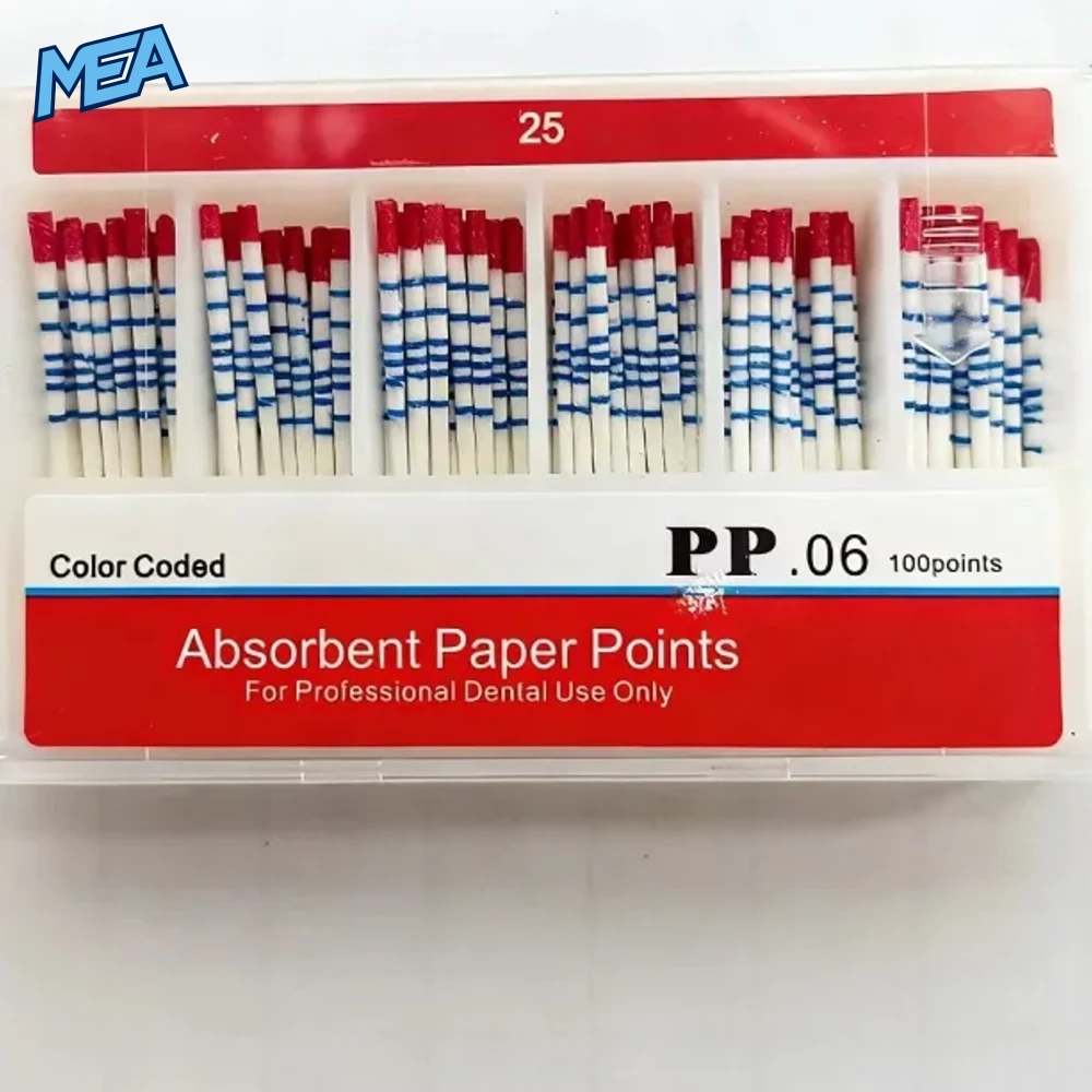 Absorbent Paper Points .02/.04/.06 Taper & F1-F3 10 Boxes Colour Coded Endodontic Paper Points (1,000 Pcs) 2 Endodontic paper points .06 taper size 25 red tip with depth markings