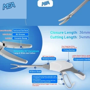 Image Alt Text SEO Filename Description Enovatemed LE4218 LigaSure vessel sealing veterinary instrument with large curved bipolar jaw for advanced electrosurgical tissue fusion and cutting procedures enovatemed-le4218-ligasure-vessel-sealing-veterinary-instrument.webp High-quality image of the Enovatemed LE4218 electrosurgical vessel sealing instrument featuring a large curved jaw, ergonomic handle, and advanced bipolar tissue fusion technology for veterinary and surgical applications. Enovatemed LE4218 advanced energy pistol open sealer divider with 180-degree rotating shaft and electrocautery function