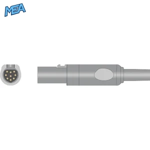 Monitor-side connector of the GE Healthcare Ohmeda pediatric hard shell SpO2 sensor, front and side view