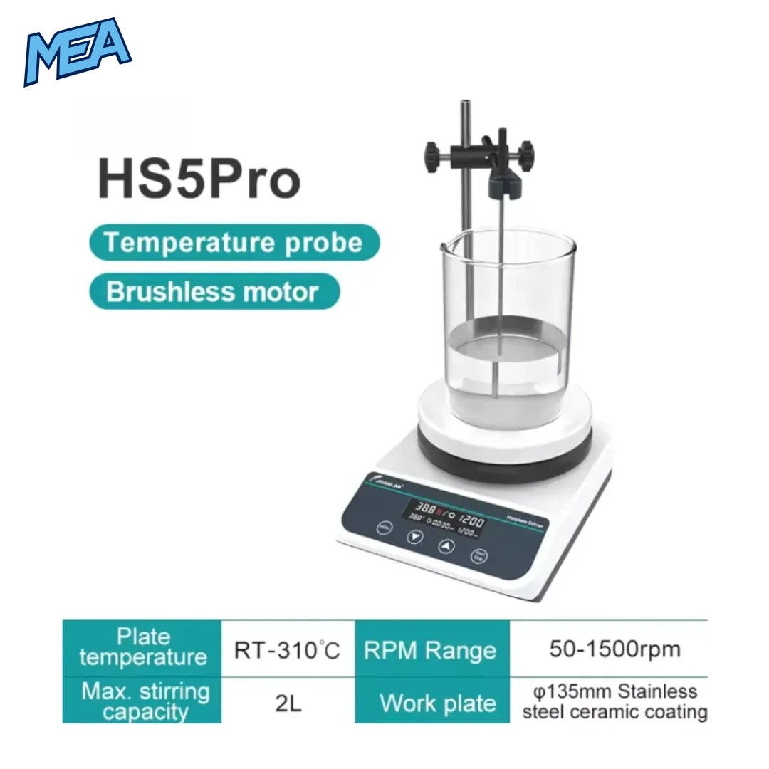 JOANLAB HS5 Magnetic Stirrer With Heating Stirrer Laboratory Thermostatic Digital Display Magnetic Mixer Hot Plate 110v ~ 220v 6 JOANLAB HS5Pro digital magnetic stirrer with beaker, temperature probe and support stand