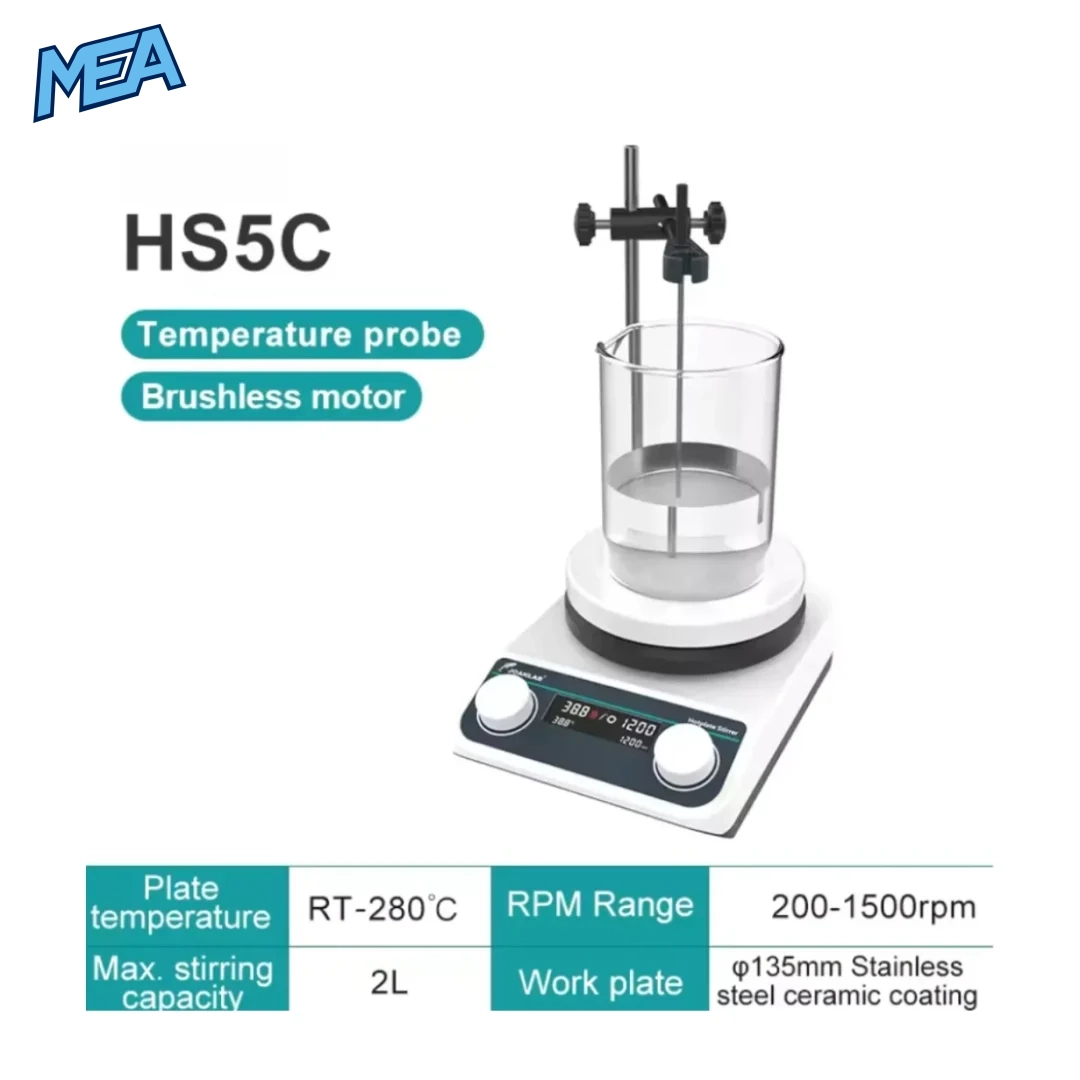 JOANLAB HS5 Magnetic Stirrer With Heating Stirrer Laboratory Thermostatic Digital Display Magnetic Mixer Hot Plate 110v ~ 220v 4 JOANLAB HS5C heating magnetic stirrer with digital display and temperature probe
