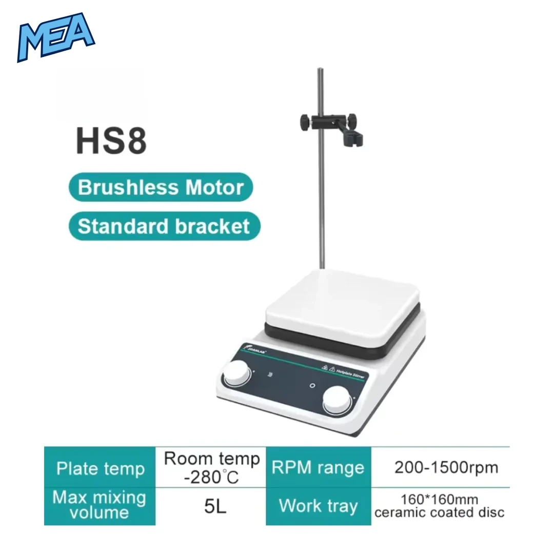 JOANLAB Magnetic Stirrer Laboratory Digital Display Heating Thermostatic Magnetic Mixer Hot Plate 5L 1500rpm 4 JOANLAB HS8 heating magnetic stirrer with support stand and specification table