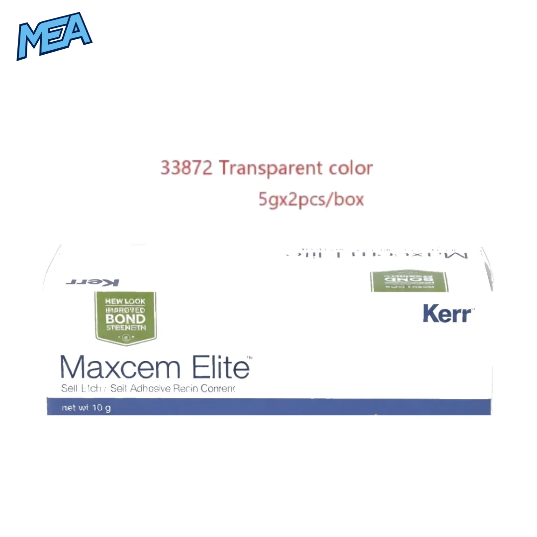 Kerr Maxcem Elite Self Etching Self Adhesive Double Curing Resin Cement 5g X 2Pcs/Box Dental Adhesive Cement 33872/33873 4 Kerr Maxcem Elite Self-Etching Self-Adhesive Dual Cure Resin Cement 33872 Transparent 5g x 2 Syringes