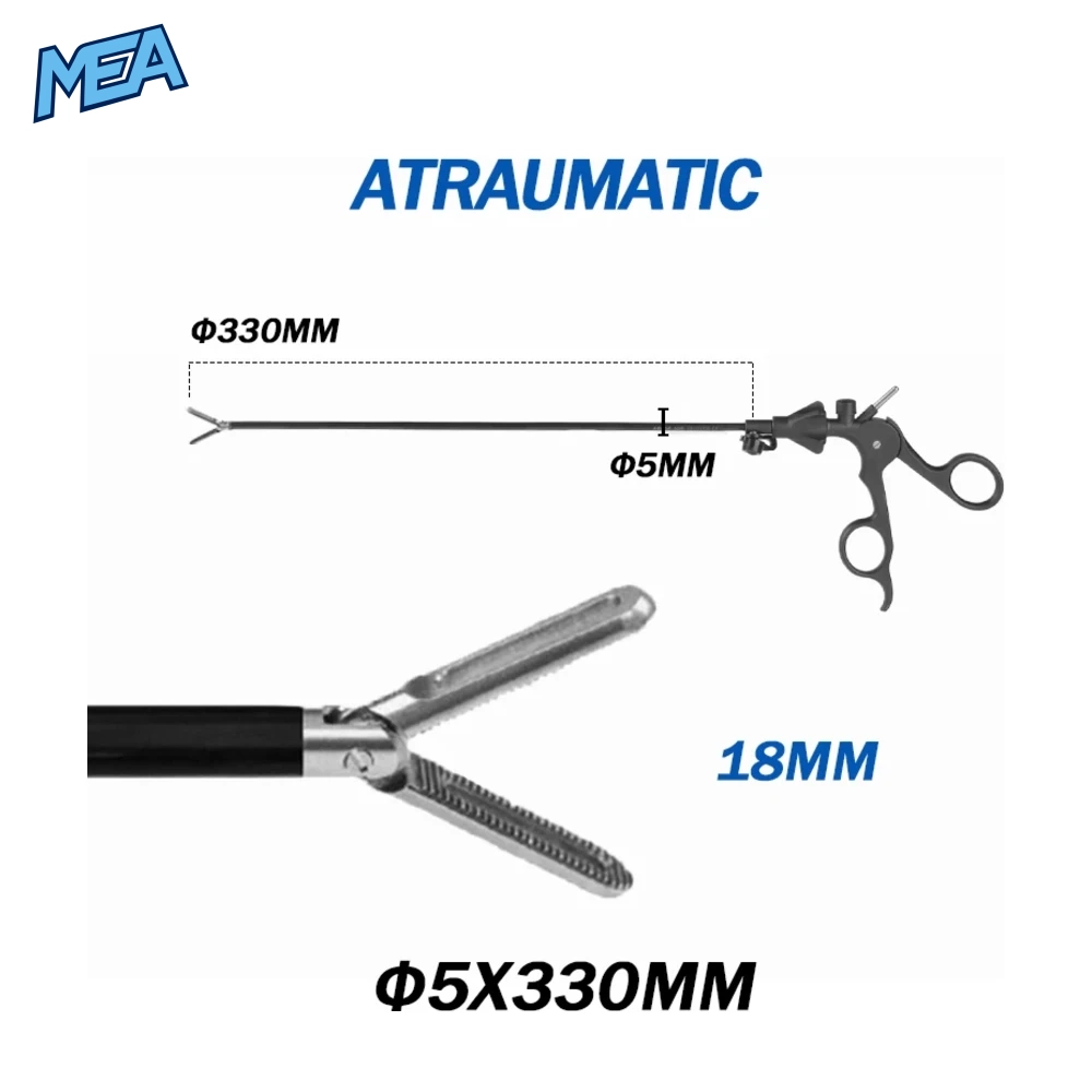Reusable Laparoscopic Grasping Forceps 5mm x 330mm Stainless Steel With Locking Handle (17 Options New) 26 ST004 laparoscopic atraumatic grasping forceps 5mm x 330mm with 18mm jaw