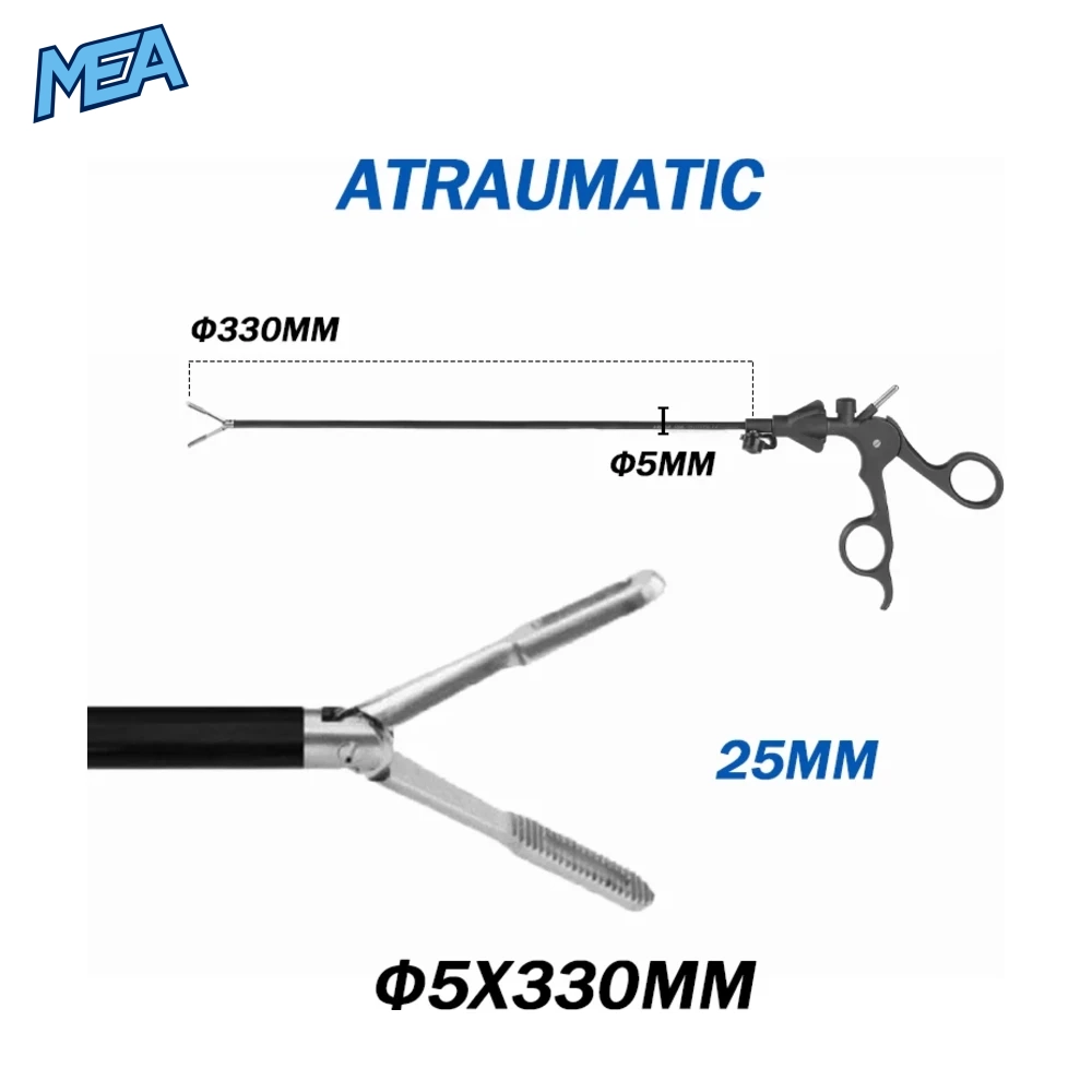 Reusable Laparoscopic Grasping Forceps 5mm x 330mm Stainless Steel With Locking Handle (17 Options New) 30 ST004 laparoscopic atraumatic grasping forceps 5mm x 330mm with 25mm jaw