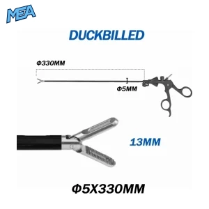 ST004 laparoscopic grasping forceps 5mm x 330mm with duckbilled jaw 13mm