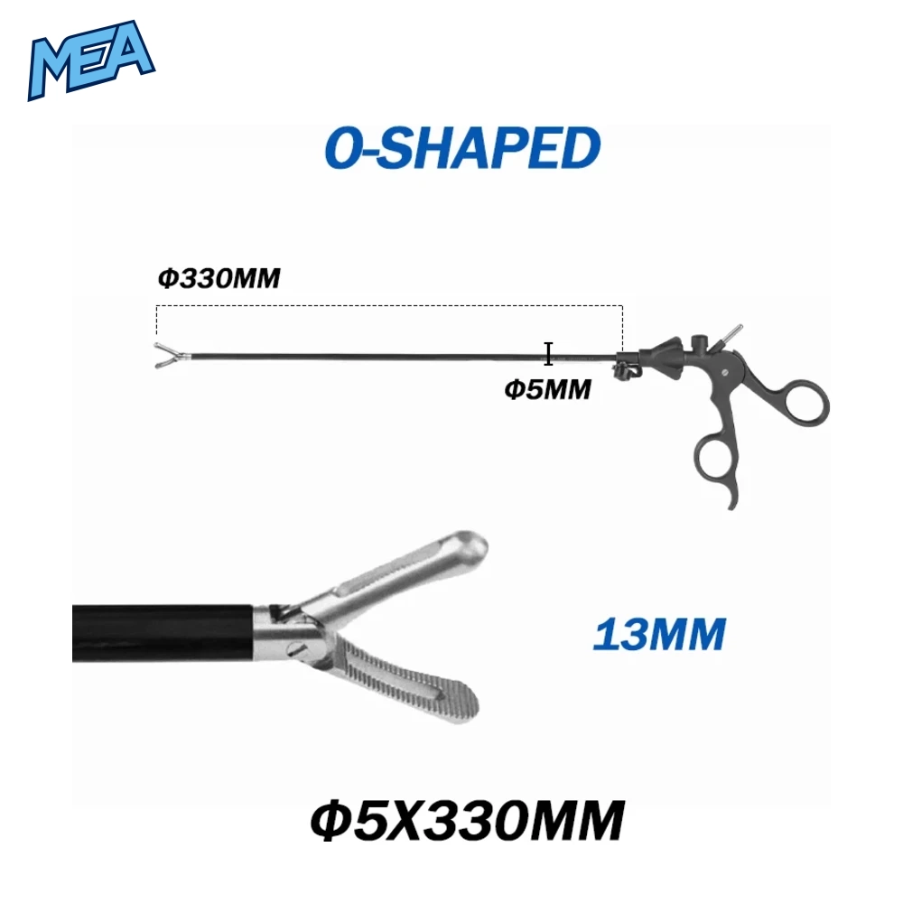 Reusable Laparoscopic Grasping Forceps 5mm x 330mm Stainless Steel With Locking Handle (17 Options New) 16 ST004 laparoscopic grasping forceps 5mm x 330mm with O-shaped jaw 13mm