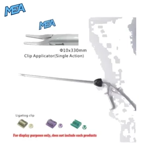 Laparoscopic titanium clip applier 10mm x 330mm straight single action ligation clip applicator