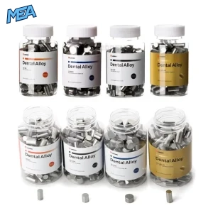 Lodden Dental Alloy bottles LD NC NiCr, LD NCB NiCr with Be, LD CCP CoCr, and LD CCF-62 CoCr 1000g pellets