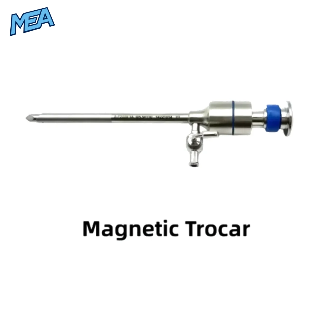 Magnetic trocar for laparoscopic surgery with safety screw and cross spring design