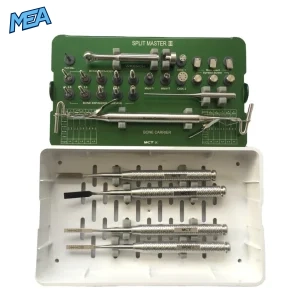 MCT SSM-03 dental implant kit open case showing full instrument set