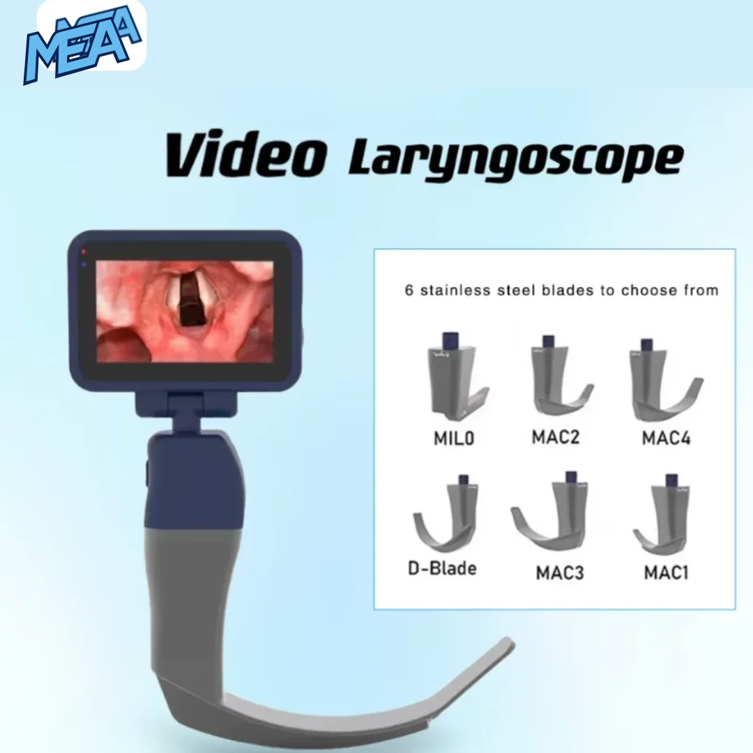 Digital Video Laryngoscope With 6 Reusable Stainless Steel Blades And TFT LCD Touch Screen for Airway Intubation 1 Medical digital video laryngoscope with 6 reusable stainless steel blade sizes for difficult airway intubation and anesthesia