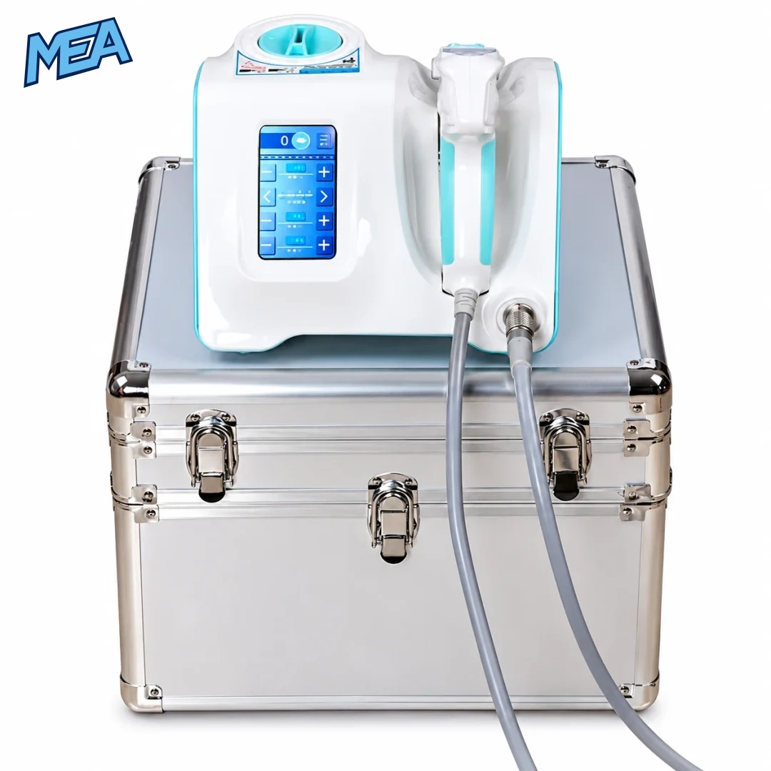 Meso injector front view showing 4.3 inch touch screen and handpiece holder