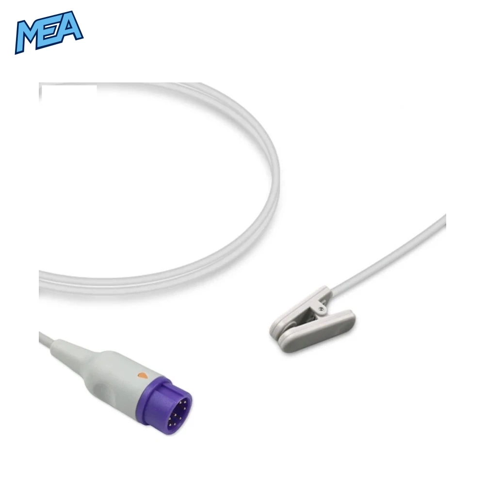 Mindray Masimo SET Adult Ear Clip SpO2 Sensor 3.0m (Reusable New) 1 Mindray Masimo SET Adult Ear Clip SpO2 Sensor 3.0m with grey ear clip and purple round connector