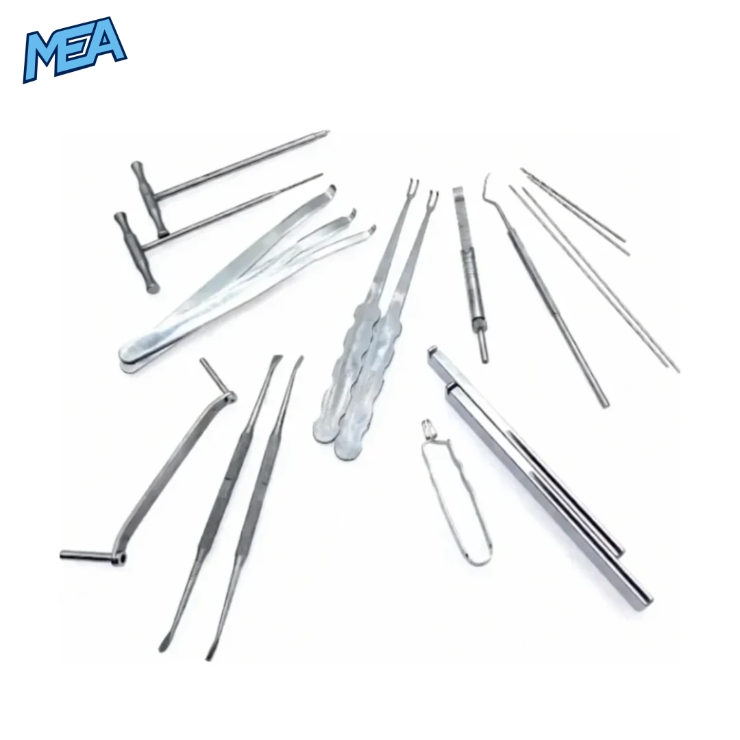 Orthopedic Mini Fragment Instrument Kit Small Bone Surgical Instruments Set Plate Instrument 6 Bone elevators, tip pull hook, double guider, and Kirschner wires from mini fragment surgical kit