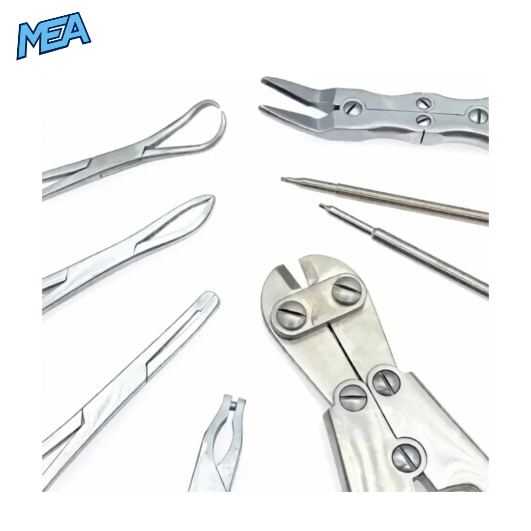 Orthopedic Mini Fragment Instrument Kit Small Bone Surgical Instruments Set Plate Instrument 8 Bone rongeurs, screw holding forceps, tap, and countersink drill from orthopedic mini fragment kit