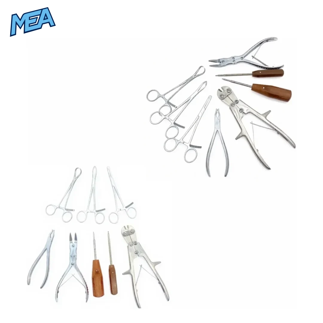 Orthopedic Mini Fragment Instrument Kit Small Bone Surgical Instruments Set Plate Instrument 4 Bone reduction forceps, wire cutter, and plate bending forceps from mini fragment orthopedic instrument set