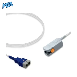 Nellcor DS100A adult hard shell SpO2 sensor with 3.0m cable and 9-pin connector