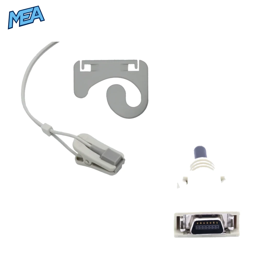 Reusable Nellcor SpO2 Sensor Adult Ear Clip 9.8 ft 14 Pins Connector 4 nellcor spo2 sensor adult ear clip 9.8 ft 14 pins connector for accurate oxygen saturation and pulse monitoring