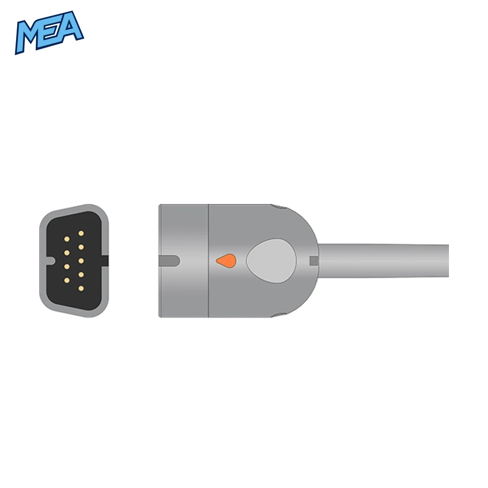 Nihon Kohden 6143-012434 Adult Ear Clip SpO2 Sensor 1.6m (New) 2 9-pin connector detail for Nihon Kohden 6143-012434 ear clip SpO2 sensor
