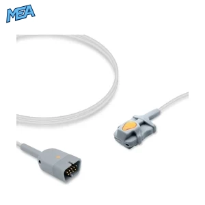 Nihon Kohden pediatric soft tip SpO2 sensor with 1.6m cable and 9-pin connector