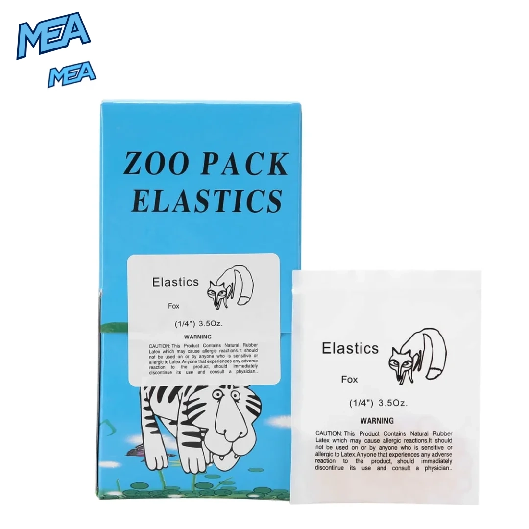 Orthodontic elastics 3.5 oz Fox 1/4 inch light force zoo pack box