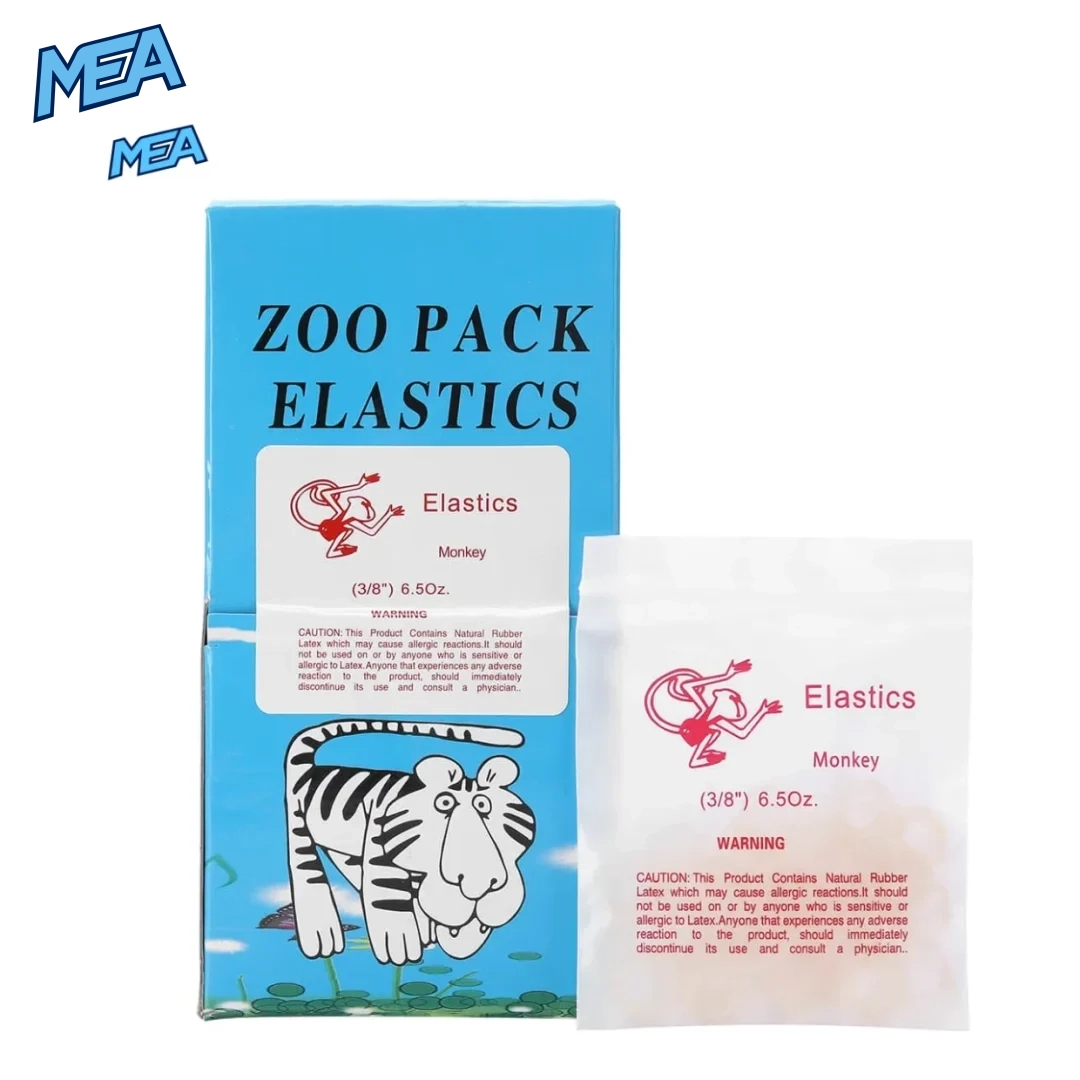 Orthodontic elastics 6.5 oz Monkey 3/8 inch heavy force zoo pack box