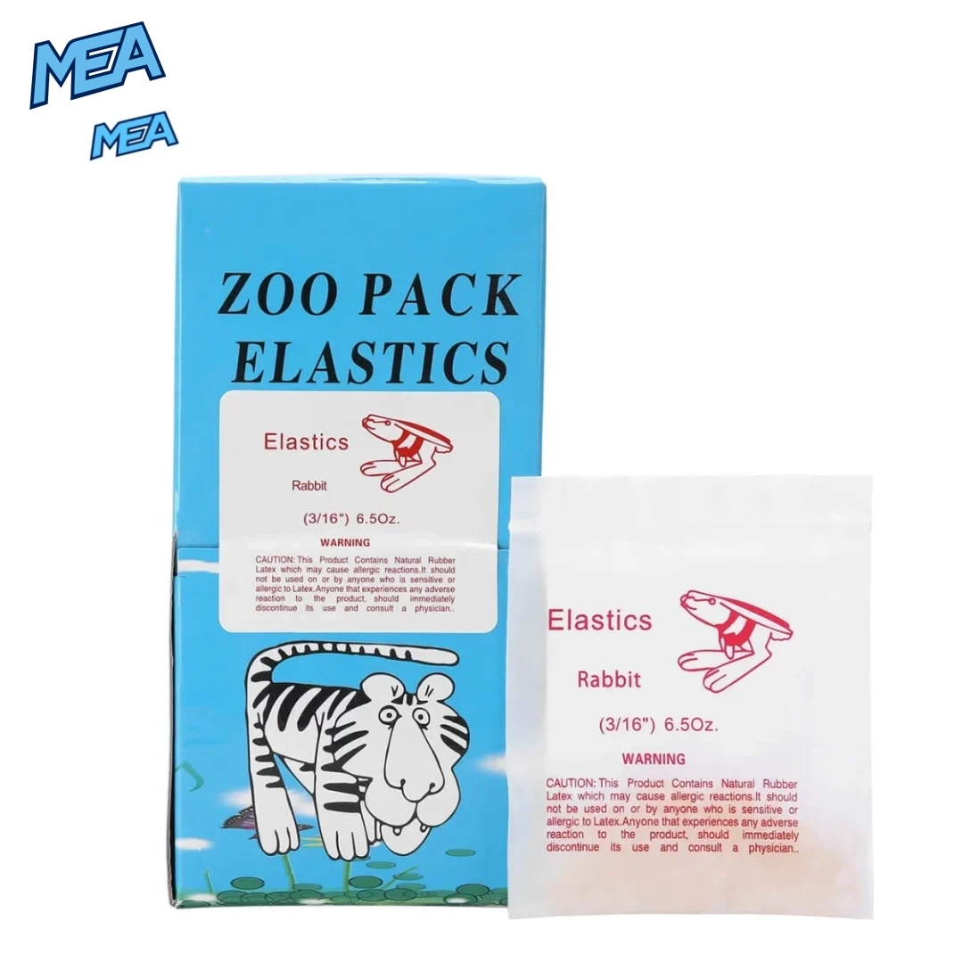 Orthodontic elastics 6.5 oz Rabbit 3/16 inch heavy force zoo pack box