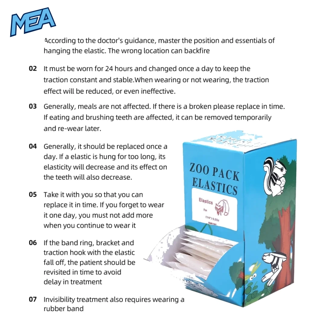 Orthodontic elastics wear and replacement instructions