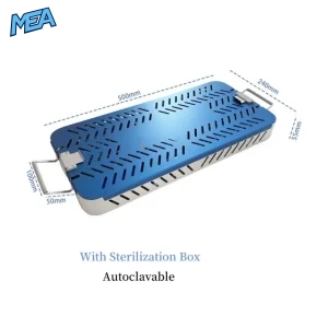 Autoclavable sterilization case for orthopedic fracture reduction set, 500x240x55mm
