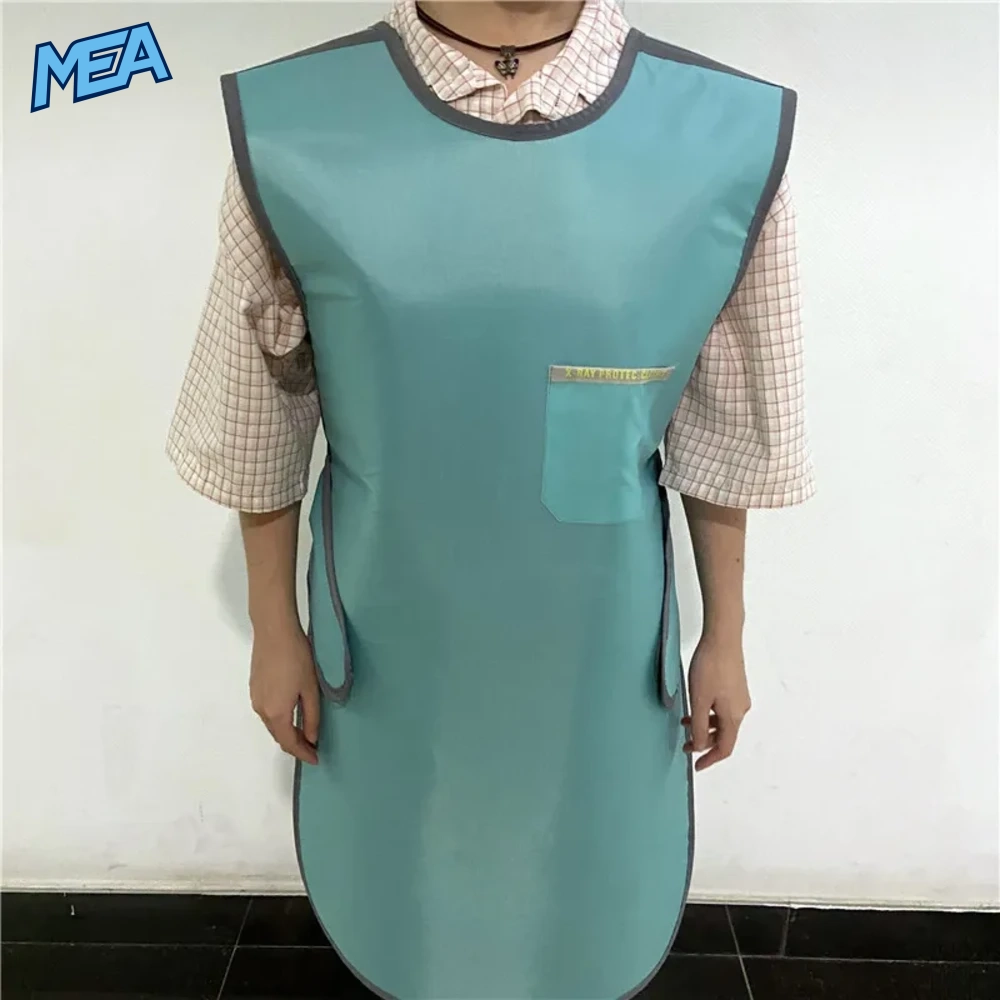 PA07 Dental Lead Vest 0.5mm Pb X-Ray Protective Apron Light Blue Sleeveless Front Protection (S M L XL) 1 PA07 sleeveless lead apron 0.5mm Pb in light blue, front view worn by dental staff