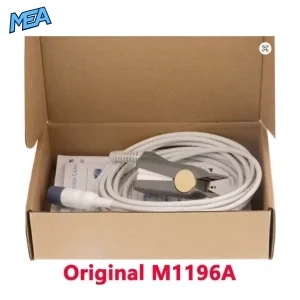 Philips M1196A reusable adult SpO2 finger clip sensor, 8-pin connector