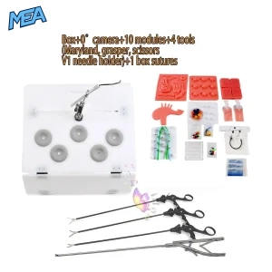 Portable laparoscopic trainer simulator with 0 degree HD1080P endoscope camera and full instrument set