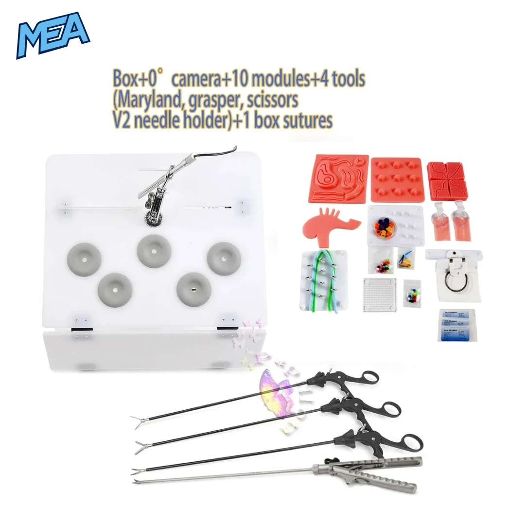 Portable laparoscopic trainer simulator 0 degree camera V2 needle holder configuration