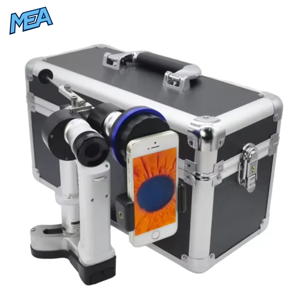 Portable Slitlamp LED Bulb Handheld Slit Lamp Microscope For Human Pet Veterinary Animal Hospital Ophthalmology Eye Check Camera 2 Portable Veterinary and Human Ophthalmic Slit Lamp HSL-1 with iPhone Adapter and Aluminum Carrying Case
