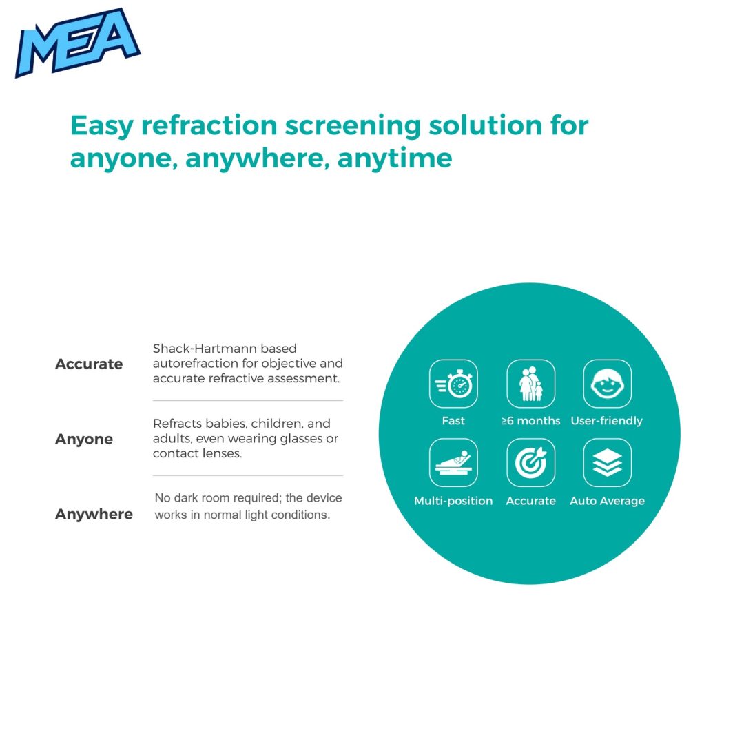 RayVision HAR-1000 portable vision screener features: accurate, user-friendly, multi-position, auto average