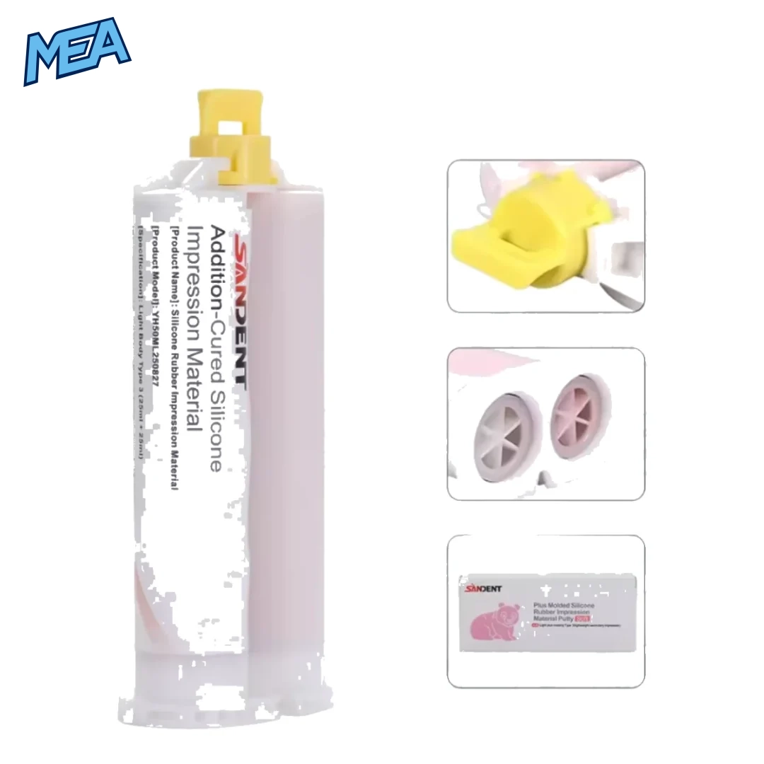 SANDENT Light Body Dental Putty VPS Impression Material 2x25ml Orange Fast Set Soft Elastomeric PVS Silicone for Accurate Dental Impressions