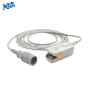 Schiller Defigard Touch 7 adult hard shell SpO2 sensor with 3.0m cable and round connector